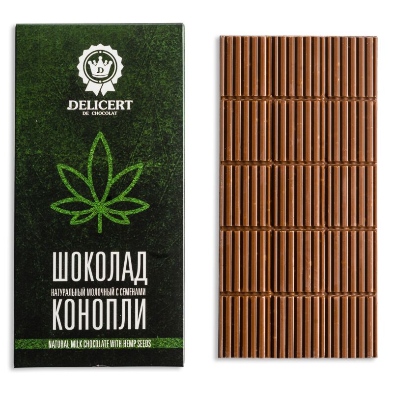 Молочный шоколад с семенами Конопли, 80 гр.