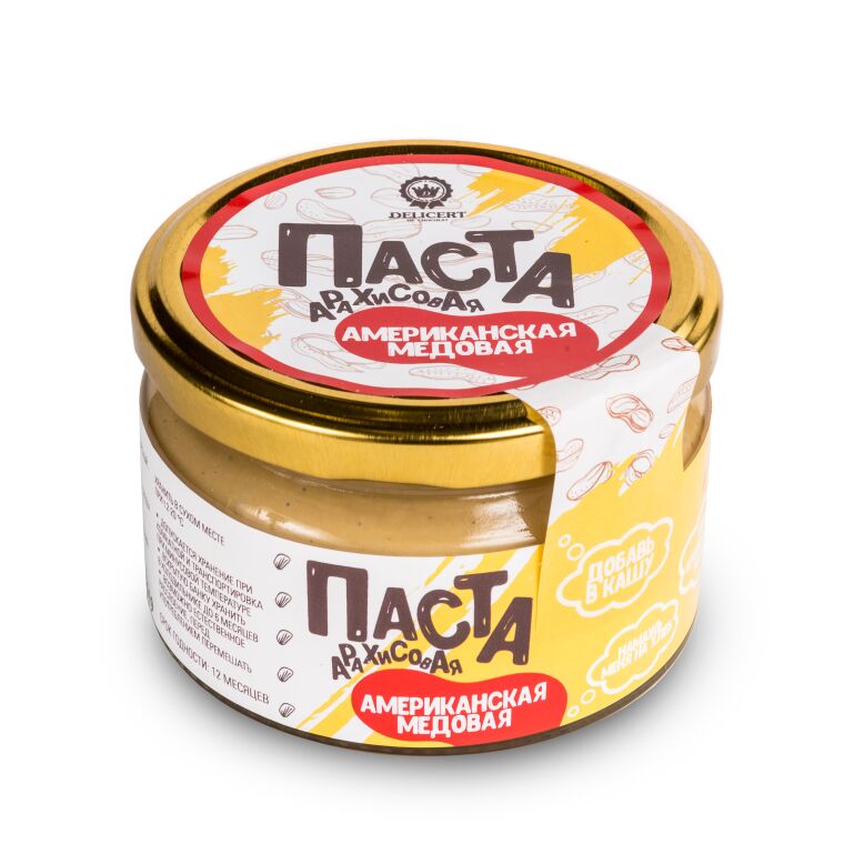 Арахисовая паста "Американская медовая", 200 гр.