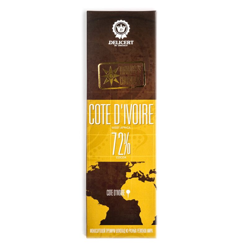 Регион Cote d'Ivoire 72%, моносортовой шоколад, 65 гр.