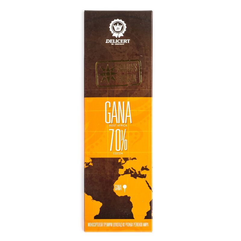 Регион Ghana 70%, моносортовой шоколад, 65 гр.
