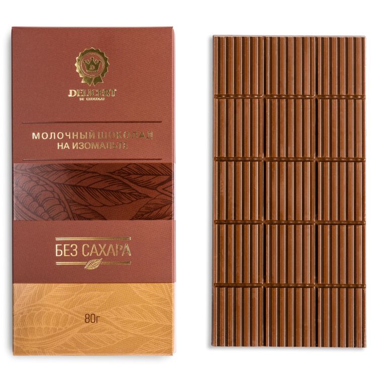 Шоколад без сахара молочный (на изомальте), 80 гр.