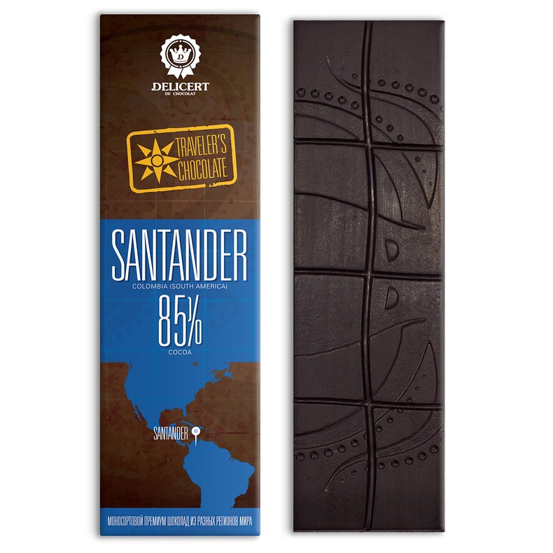 Регион Santander 85%, моносортовой шоколад, 65 гр.